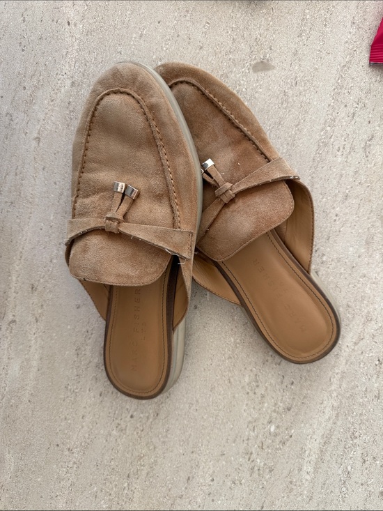Marc Fisher Shoes - Marc Fisher Tan Suede Tassel Backless Loafers